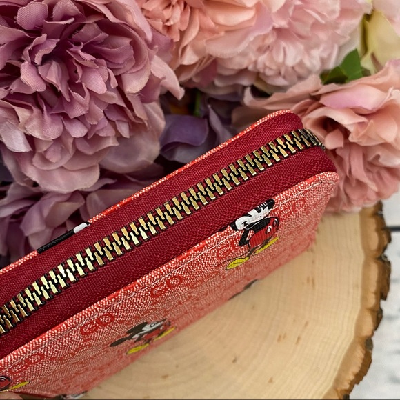 Red Mickey Mouse Vegan Leather Zippered Wallet - Picture 4 of 10